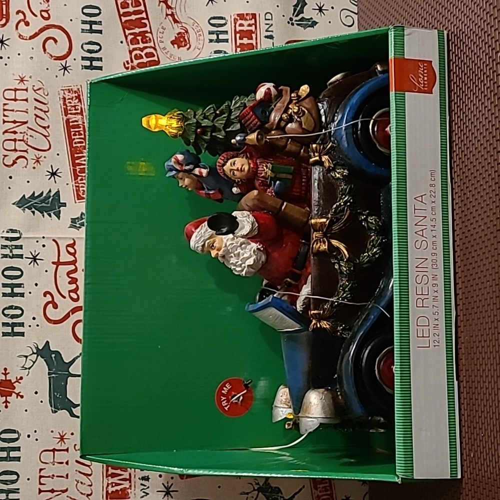 LED Resin Santa Claus Car
